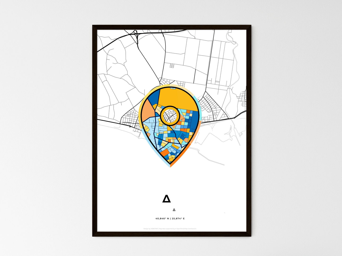 Alexandroupoli Greece wedding art map with pointer icon