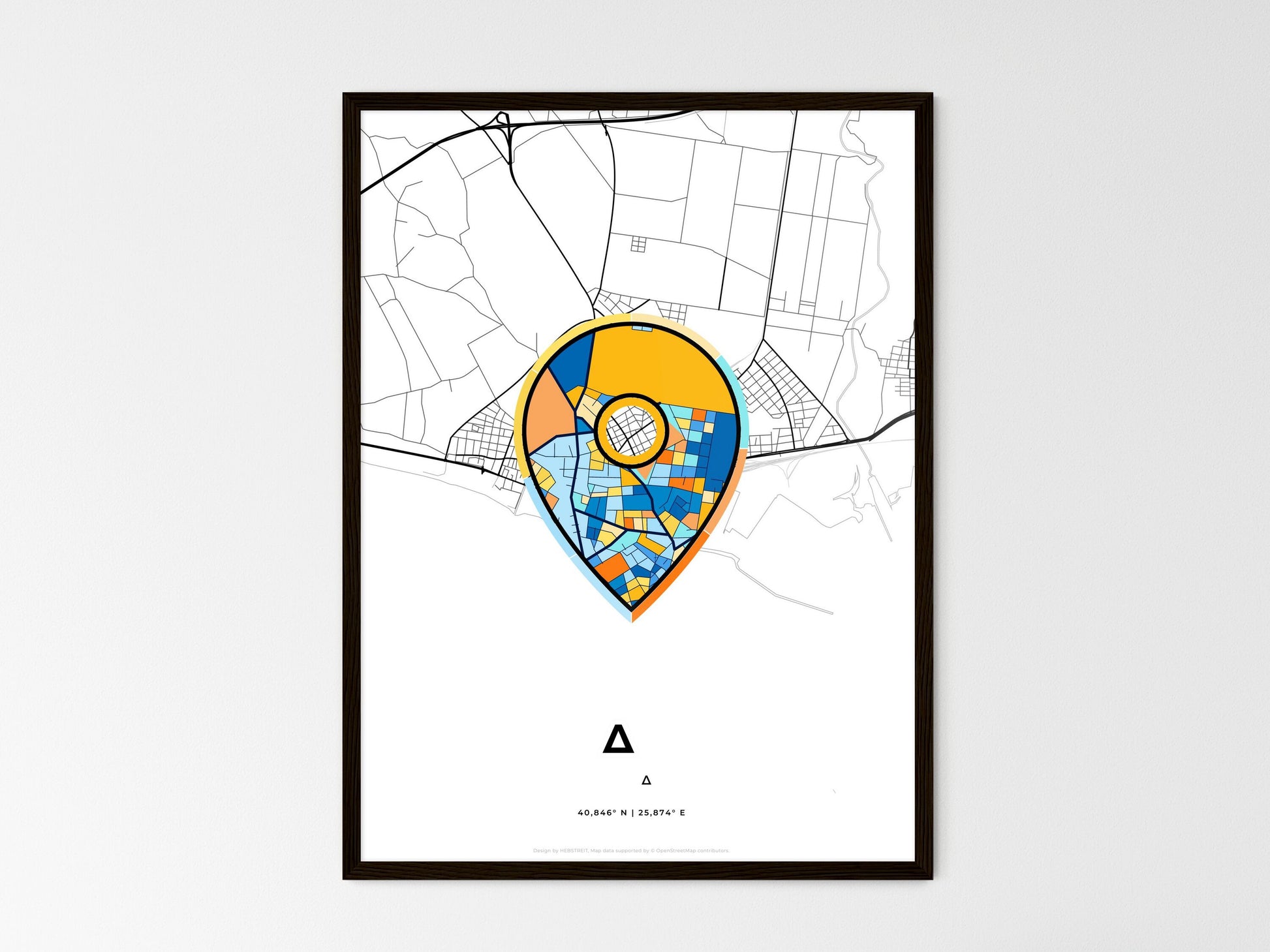 Alexandroupoli Greece wedding art map with pointer icon
