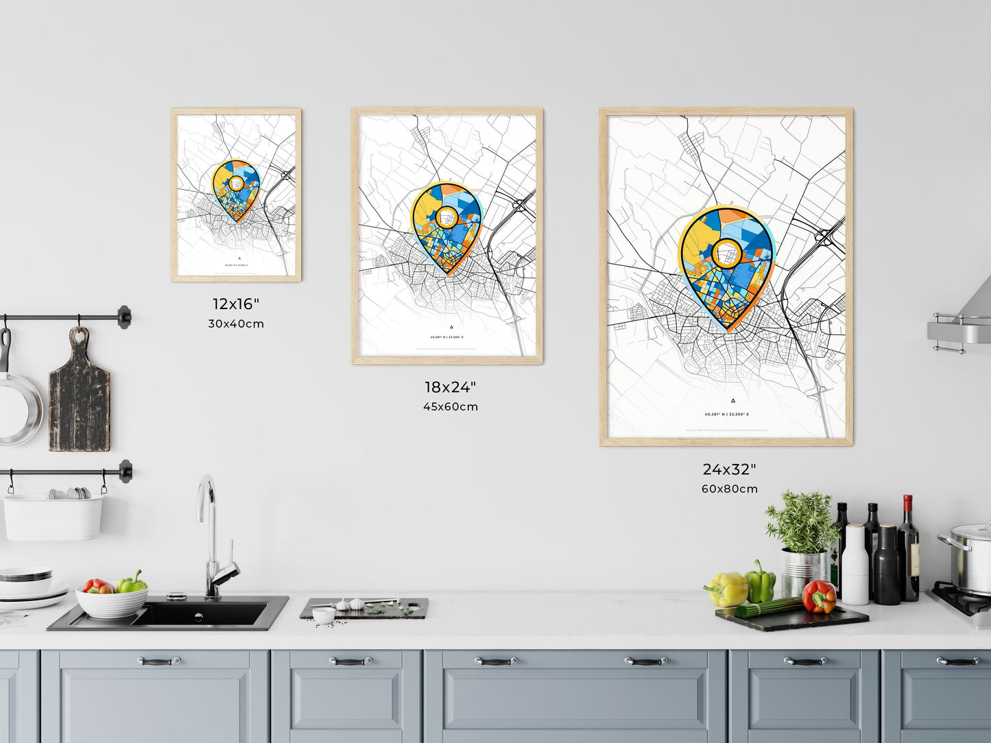 Katerini Greece art map size chart