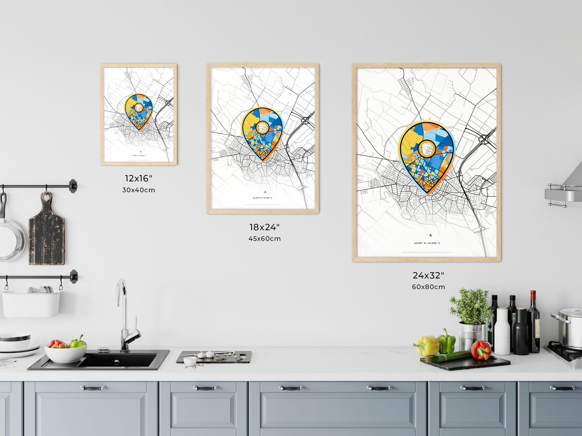 Katerini Greece art map size chart