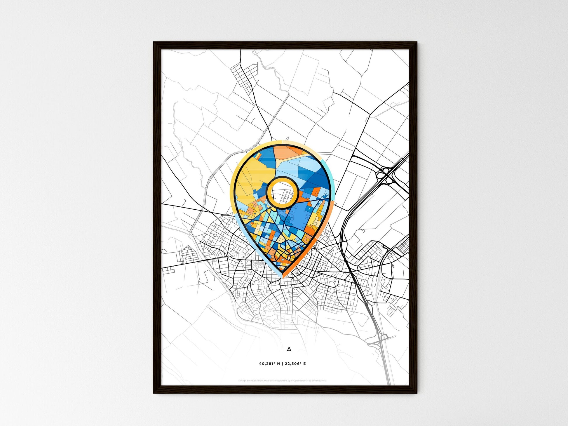 Katerini Greece wedding art map with pointer icon