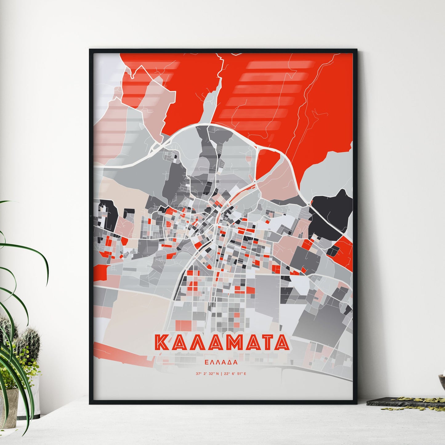 Colorful KALAMATA GREECE Fine Art Map Modern