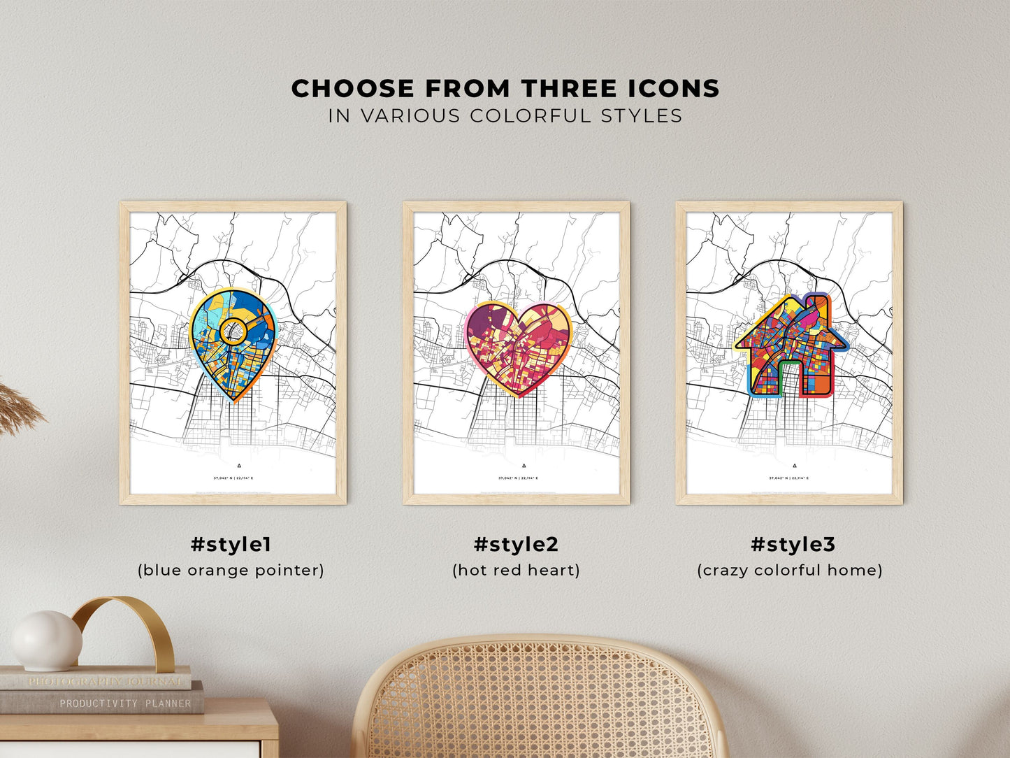 Kalamata Greece maps with colorful icons