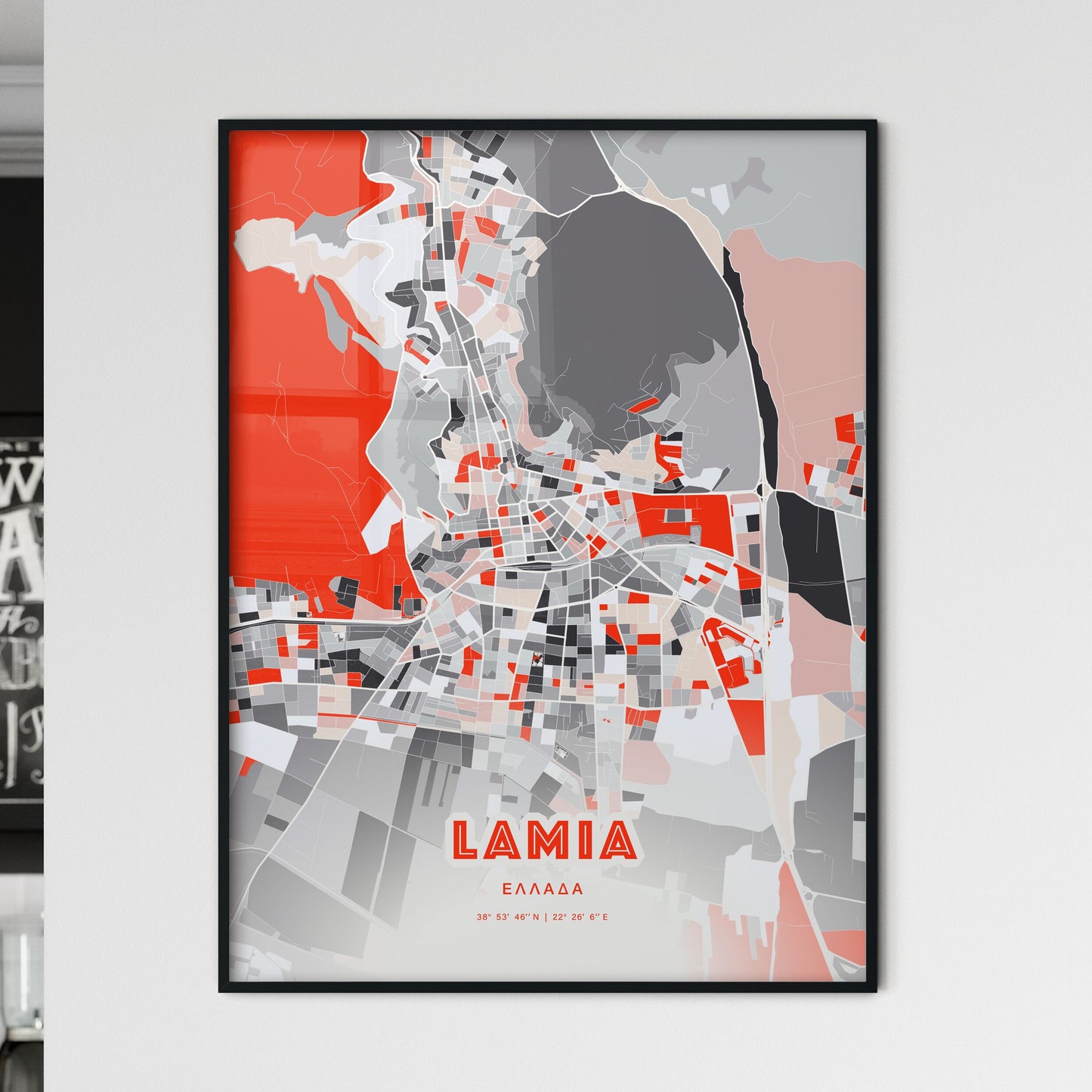 Colorful LAMIA GREECE Fine Art Map Modern