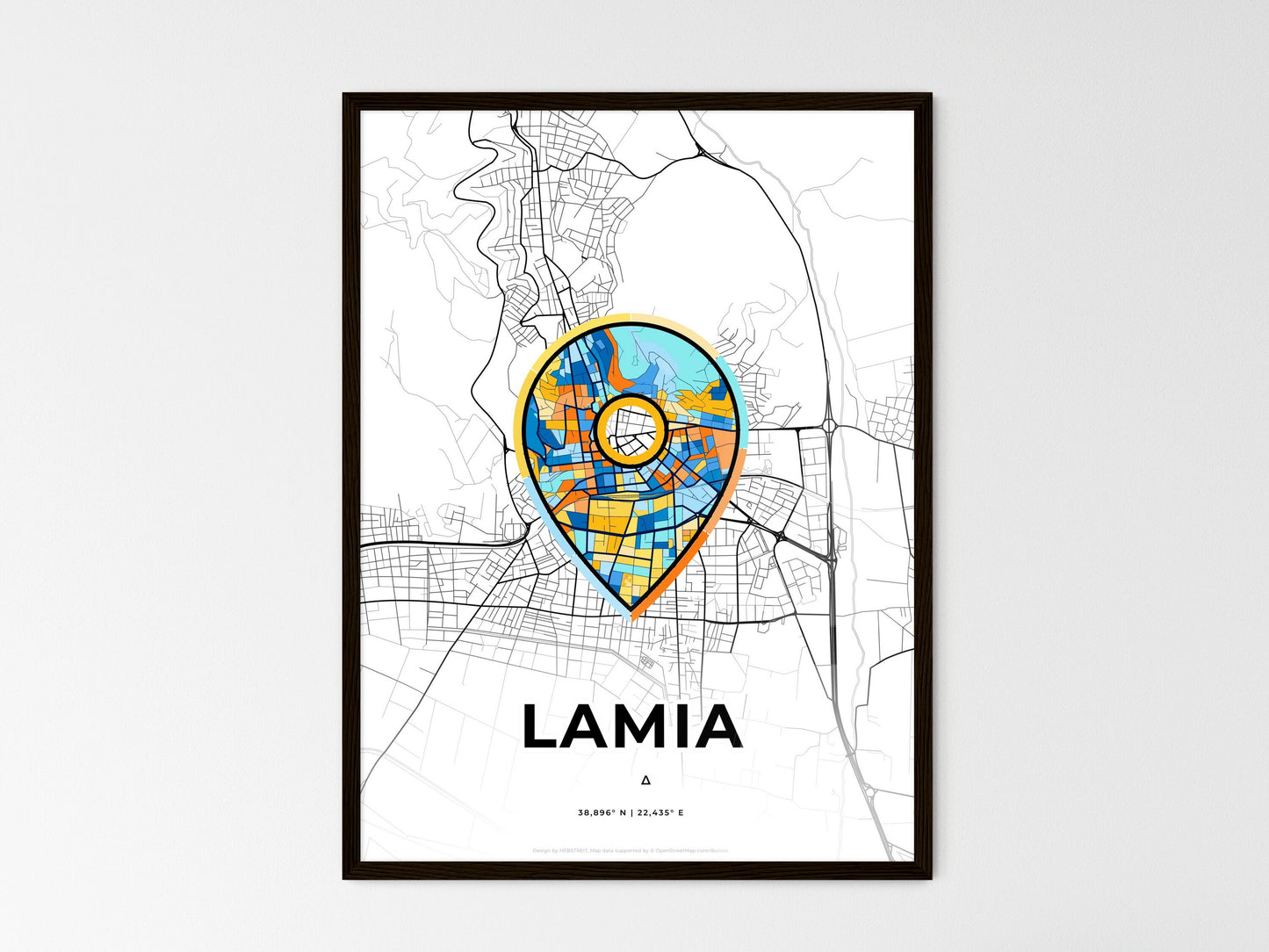 Lamia Greece wedding art map with pointer icon