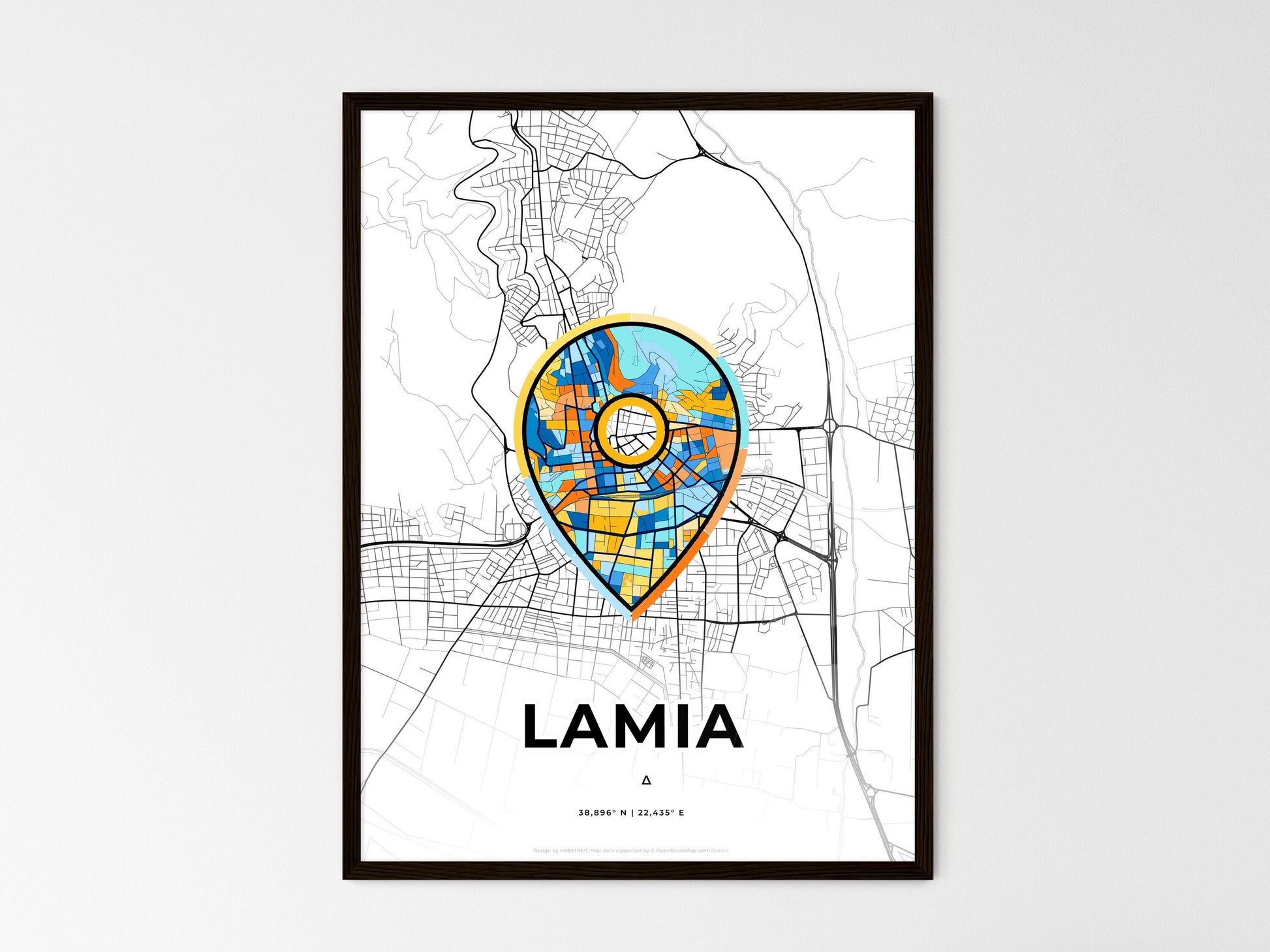 Lamia Greece wedding art map with pointer icon