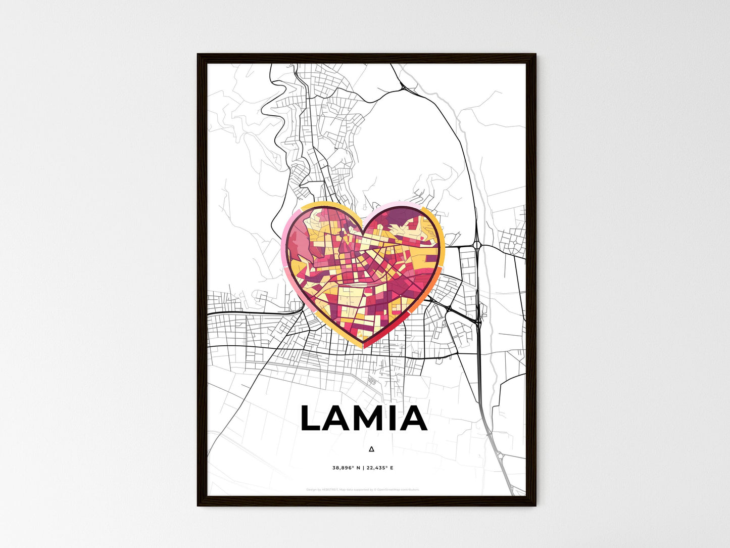 Lamia Greece wedding art map with heart icon