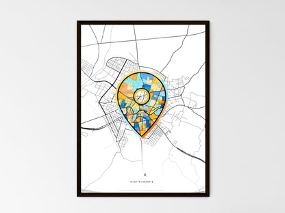 KOMOTINI GREECE minimal art map with a colorful icon. Where it all began, Couple map gift. Style 1