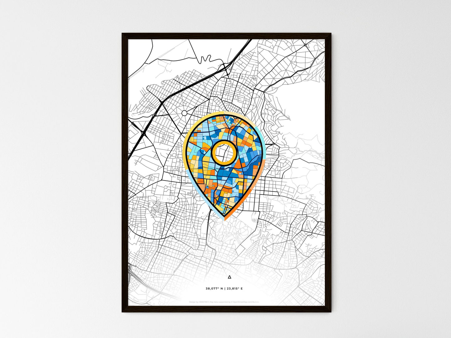 Kifissia Greece wedding art map with pointer icon