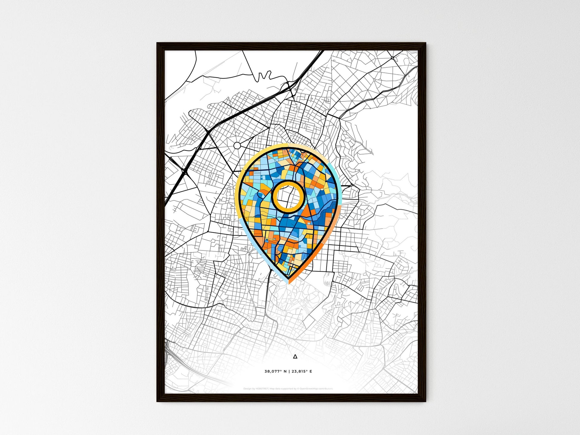 Kifissia Greece wedding art map with pointer icon