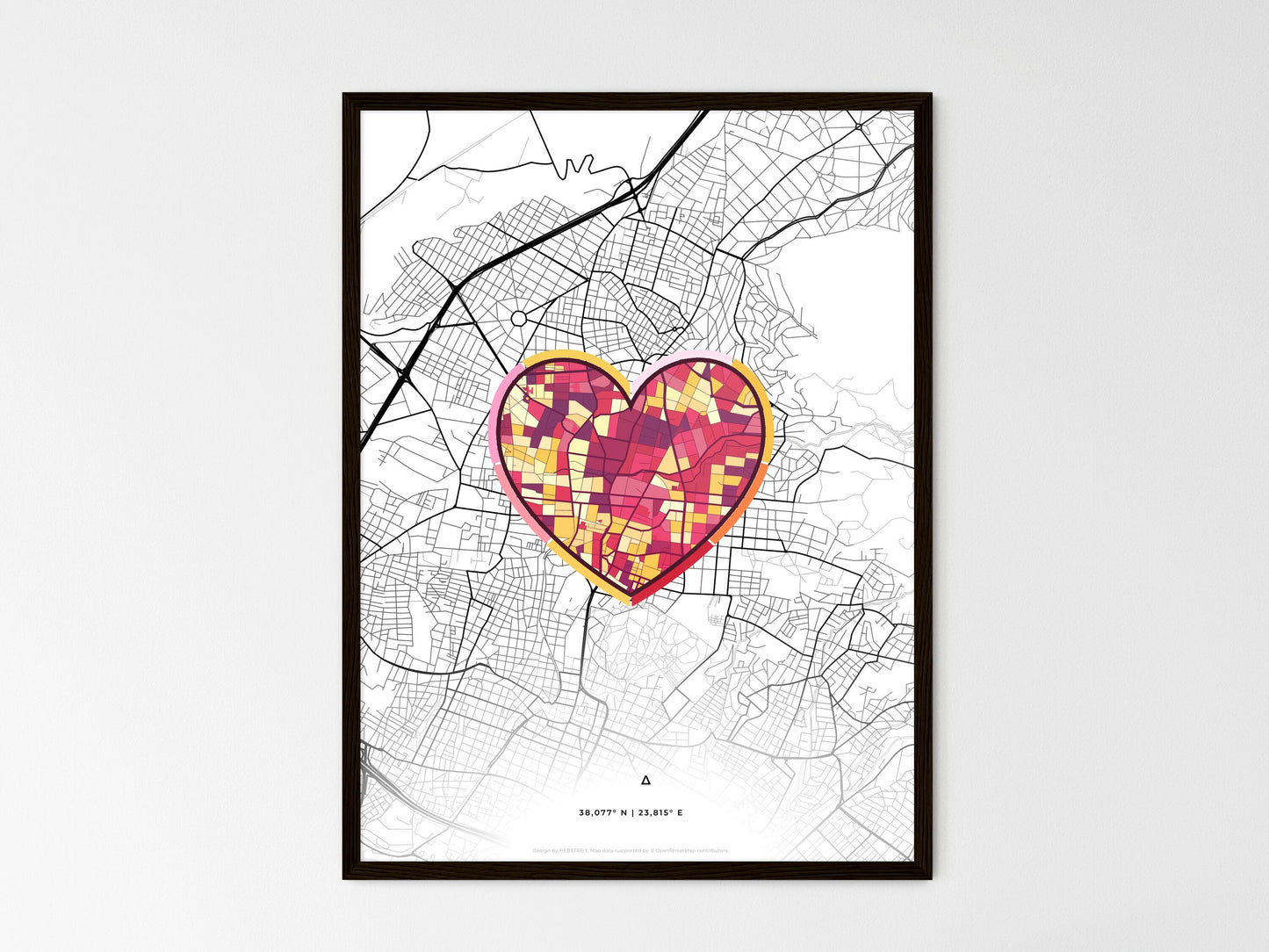 Kifissia Greece wedding art map with heart icon