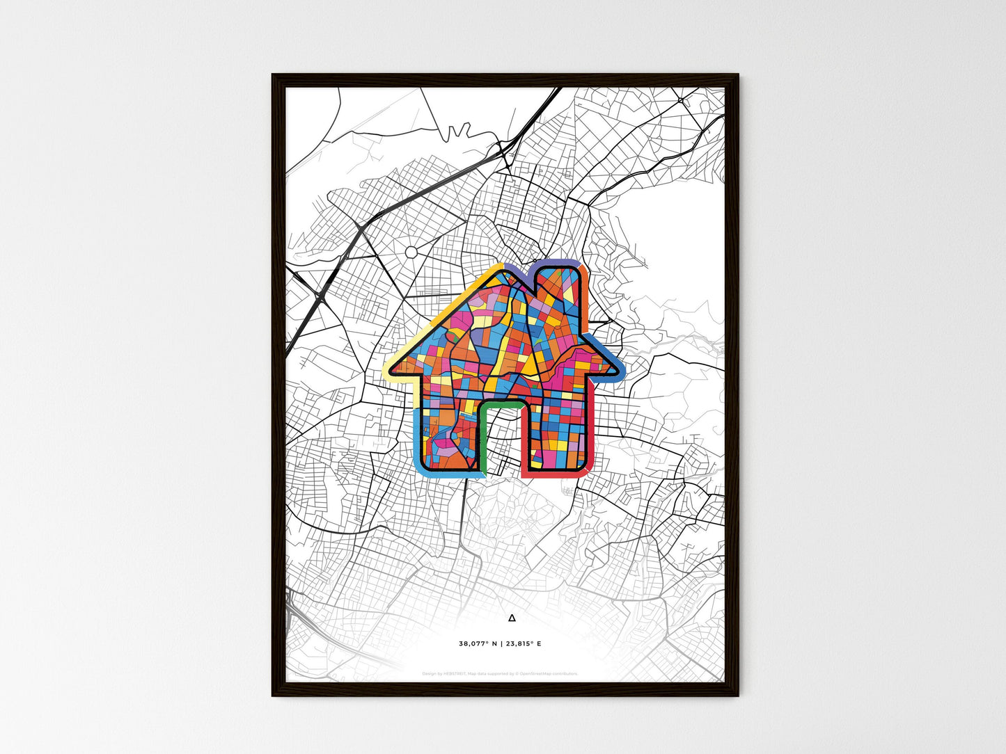 Kifissia Greece wedding art map with home icon