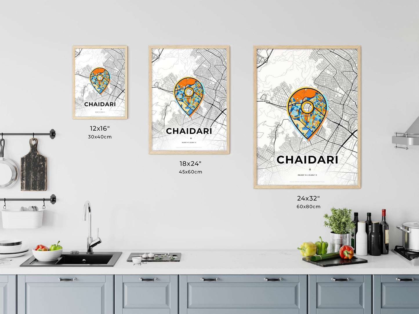 Chaidari Greece art map size chart