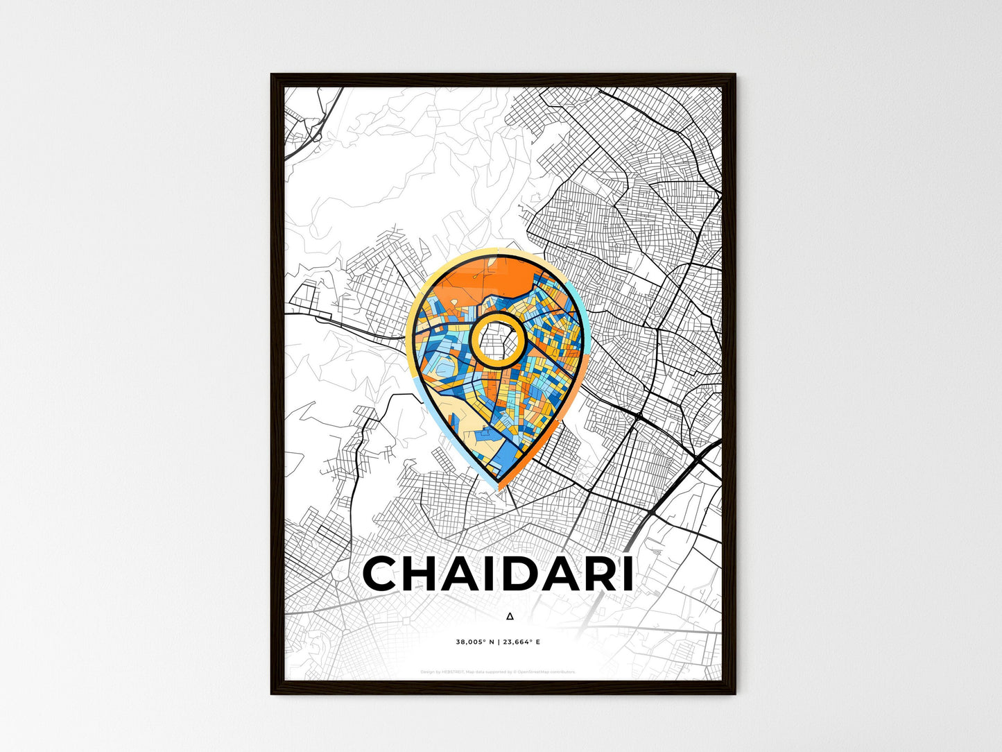Chaidari Greece wedding art map with pointer icon