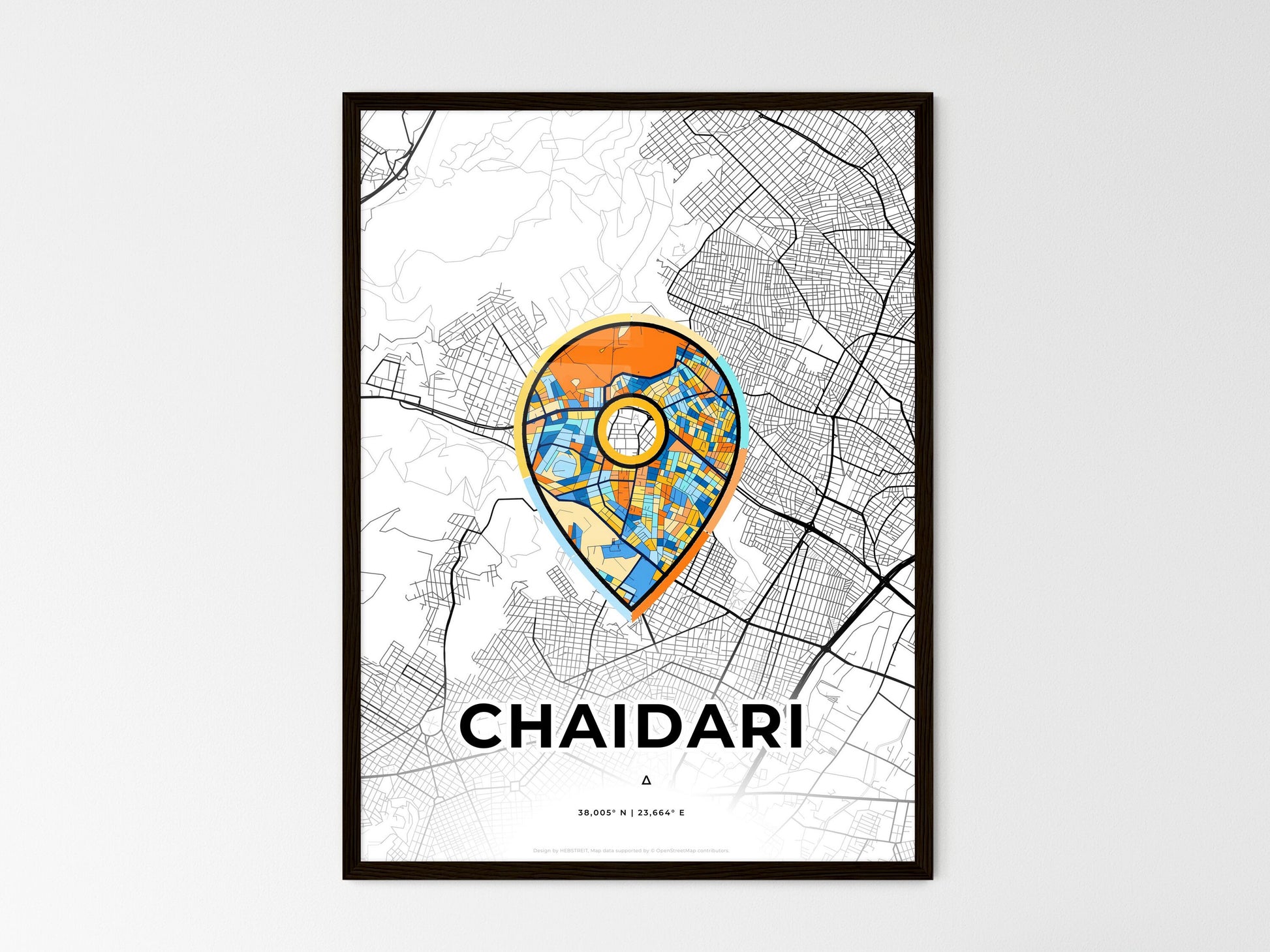 Chaidari Greece wedding art map with pointer icon