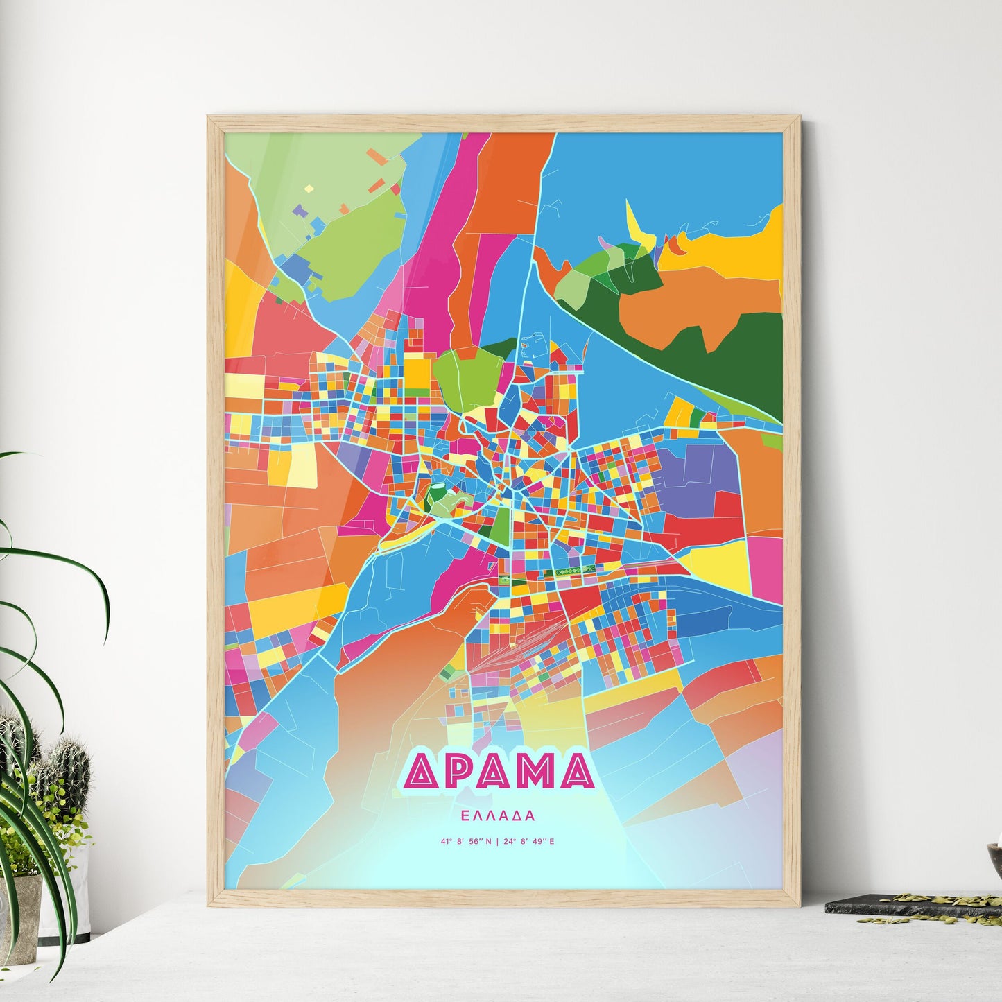 Colorful DRAMA GREECE Fine Art Map Crazy Colors