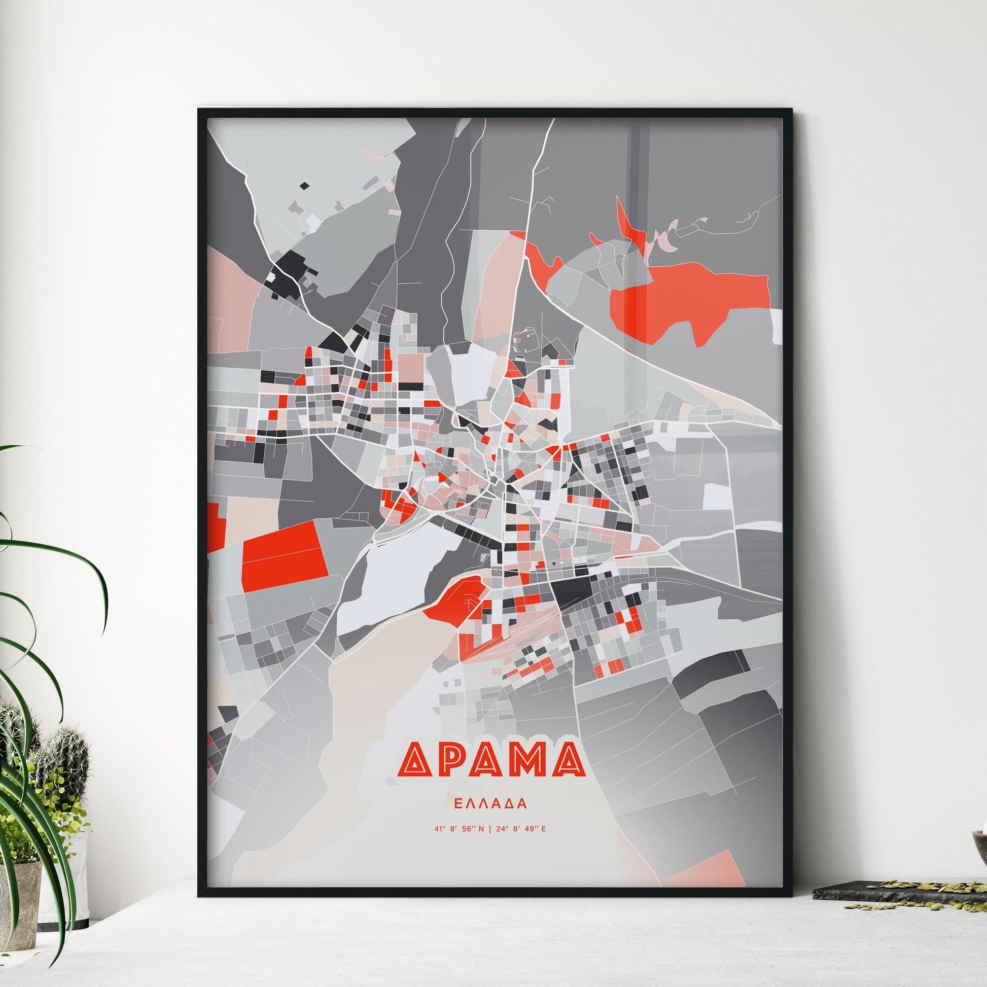 Colorful DRAMA GREECE Fine Art Map Modern