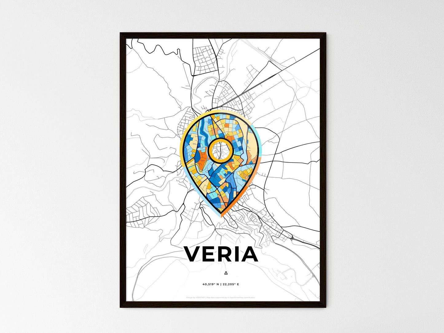 Veria Greece wedding art map with pointer icon