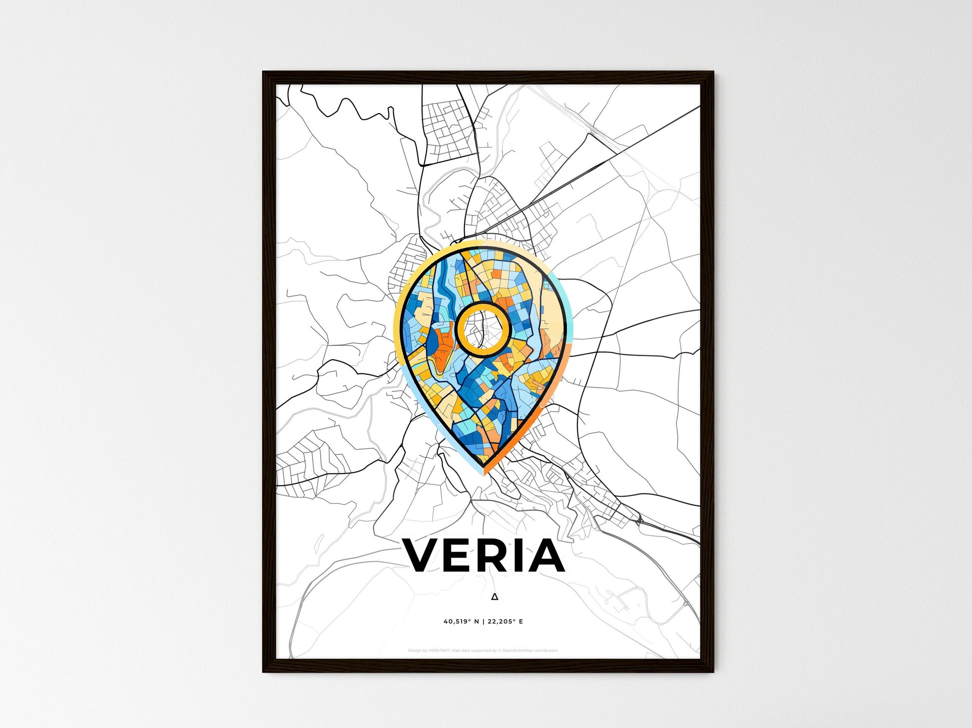 Veria Greece wedding art map with pointer icon