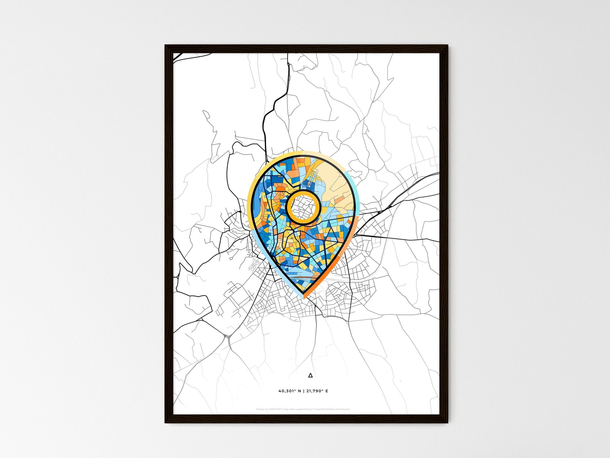 Kozani Greece wedding art map with pointer icon