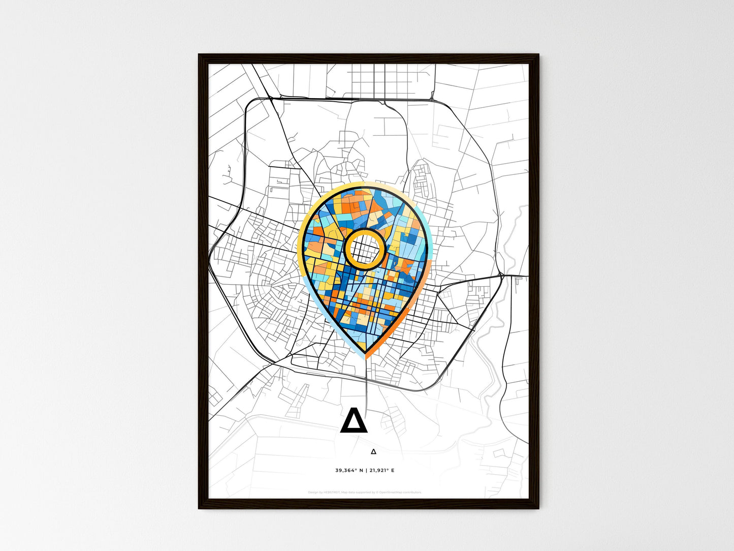 Karditsa Greece wedding art map with pointer icon