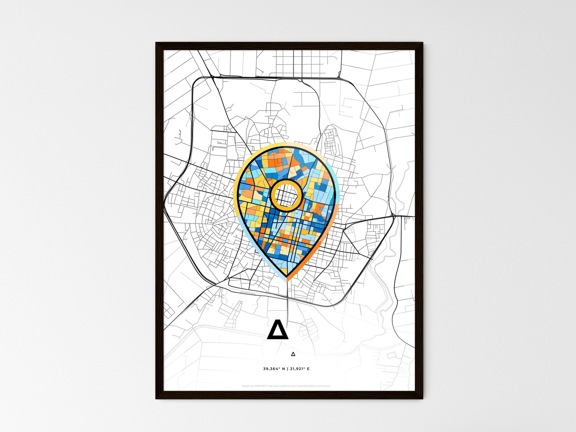 Karditsa Greece wedding art map with pointer icon