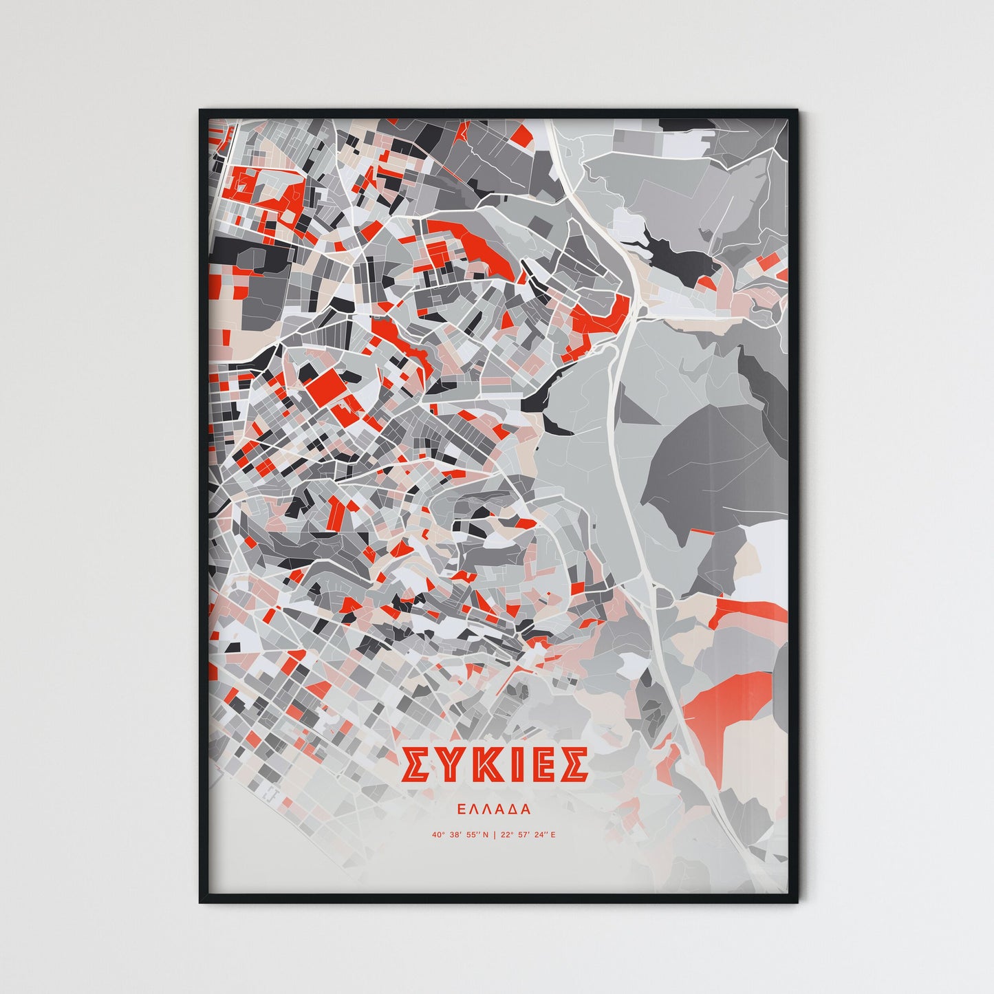 Colorful SYKIES GREECE Fine Art Map Modern