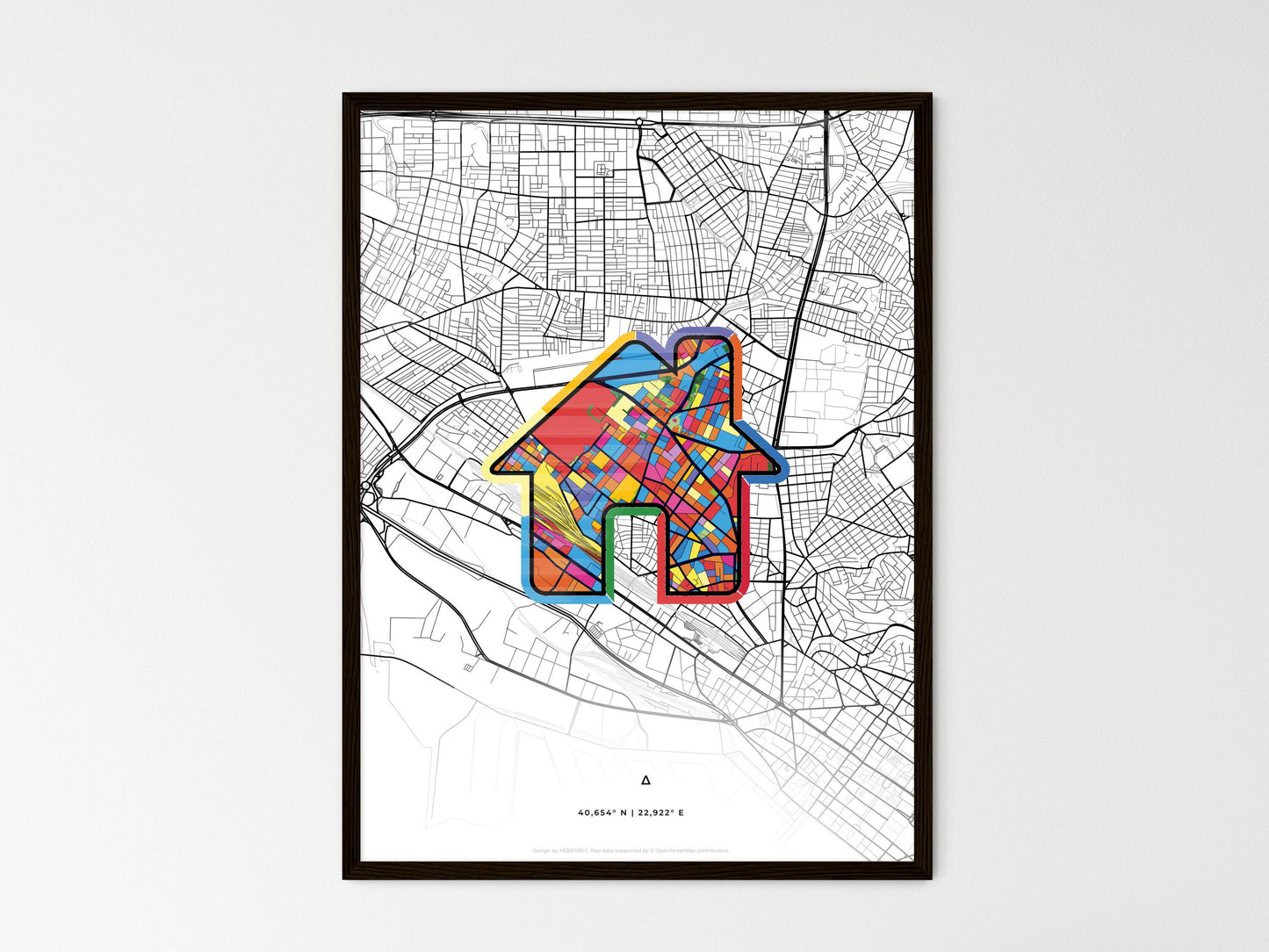 Ampelokipoi Greece wedding art map with home icon