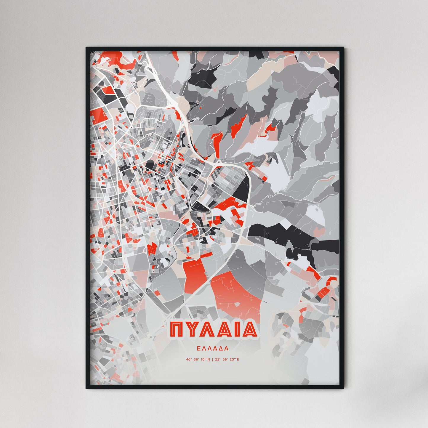 Colorful PYLAIA GREECE Fine Art Map Modern