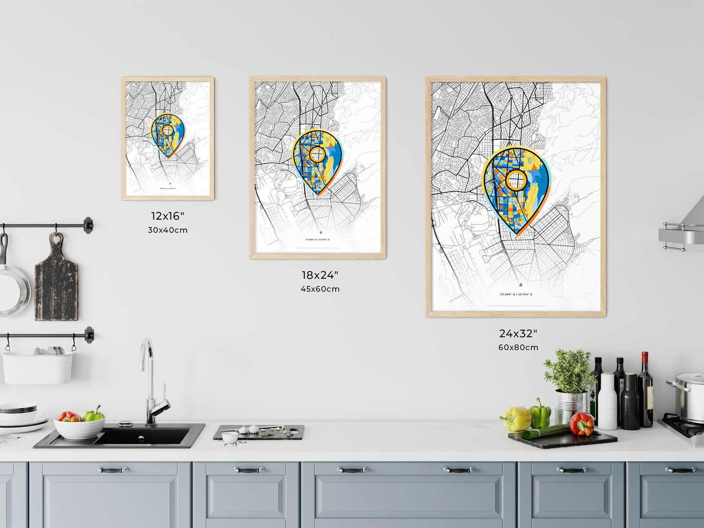 Argyroupoli Greece art map size chart