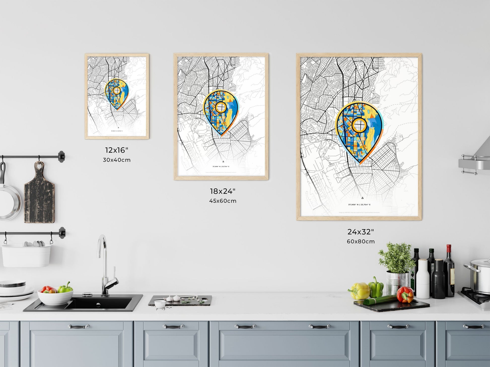 Argyroupoli Greece art map size chart