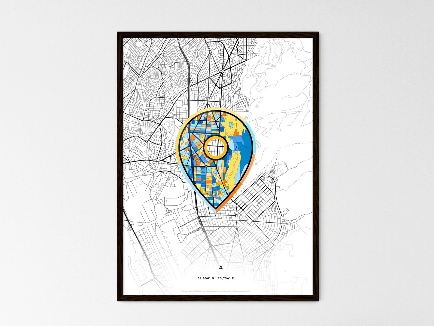 Argyroupoli Greece wedding art map with pointer icon