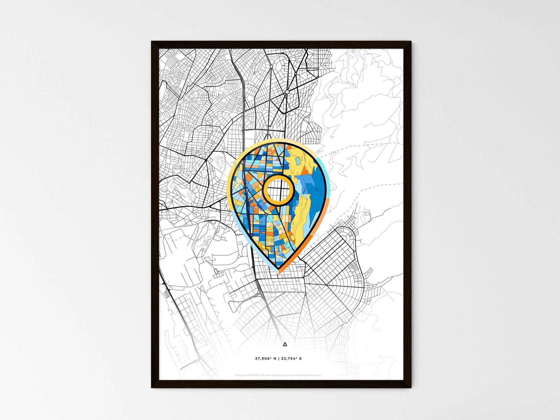 Argyroupoli Greece wedding art map with pointer icon