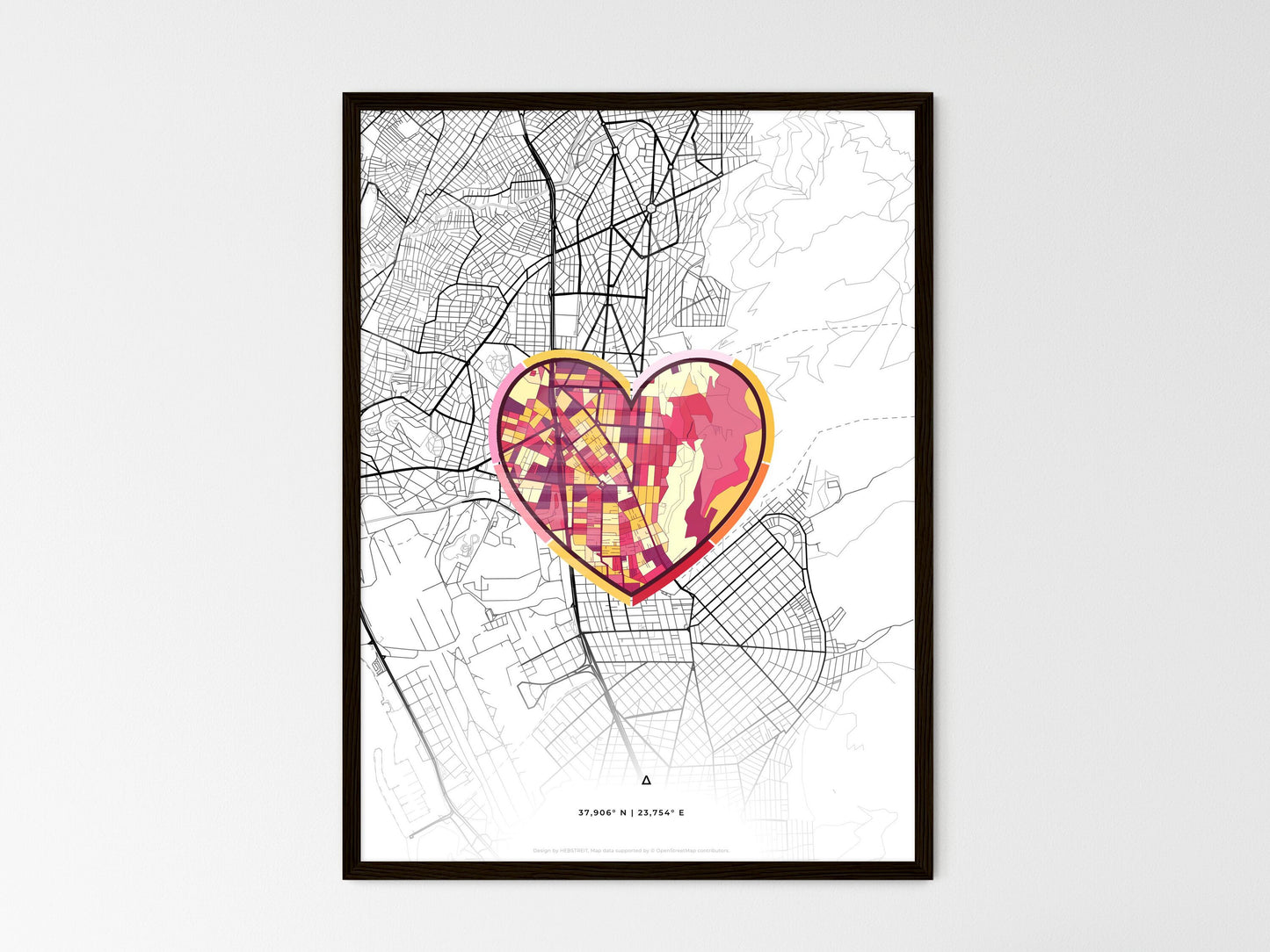 Argyroupoli Greece wedding art map with heart icon