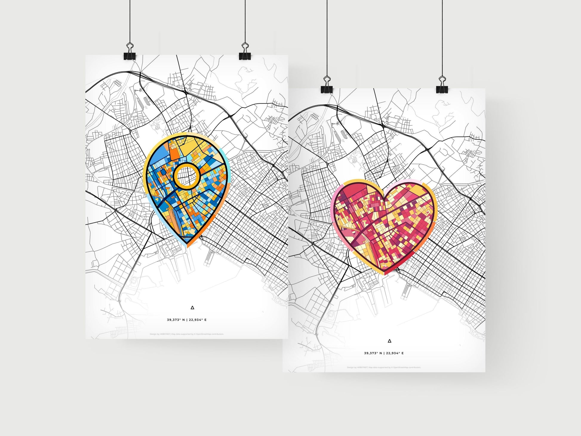 NEA IONIA GREECE minimal art map with a colorful icon. Where it all began, Couple map gift.