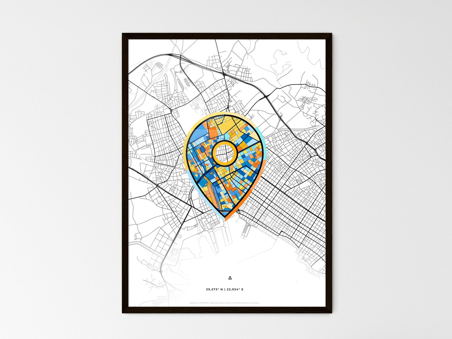 NEA IONIA GREECE minimal art map with a colorful icon. Where it all began, Couple map gift. Style 1