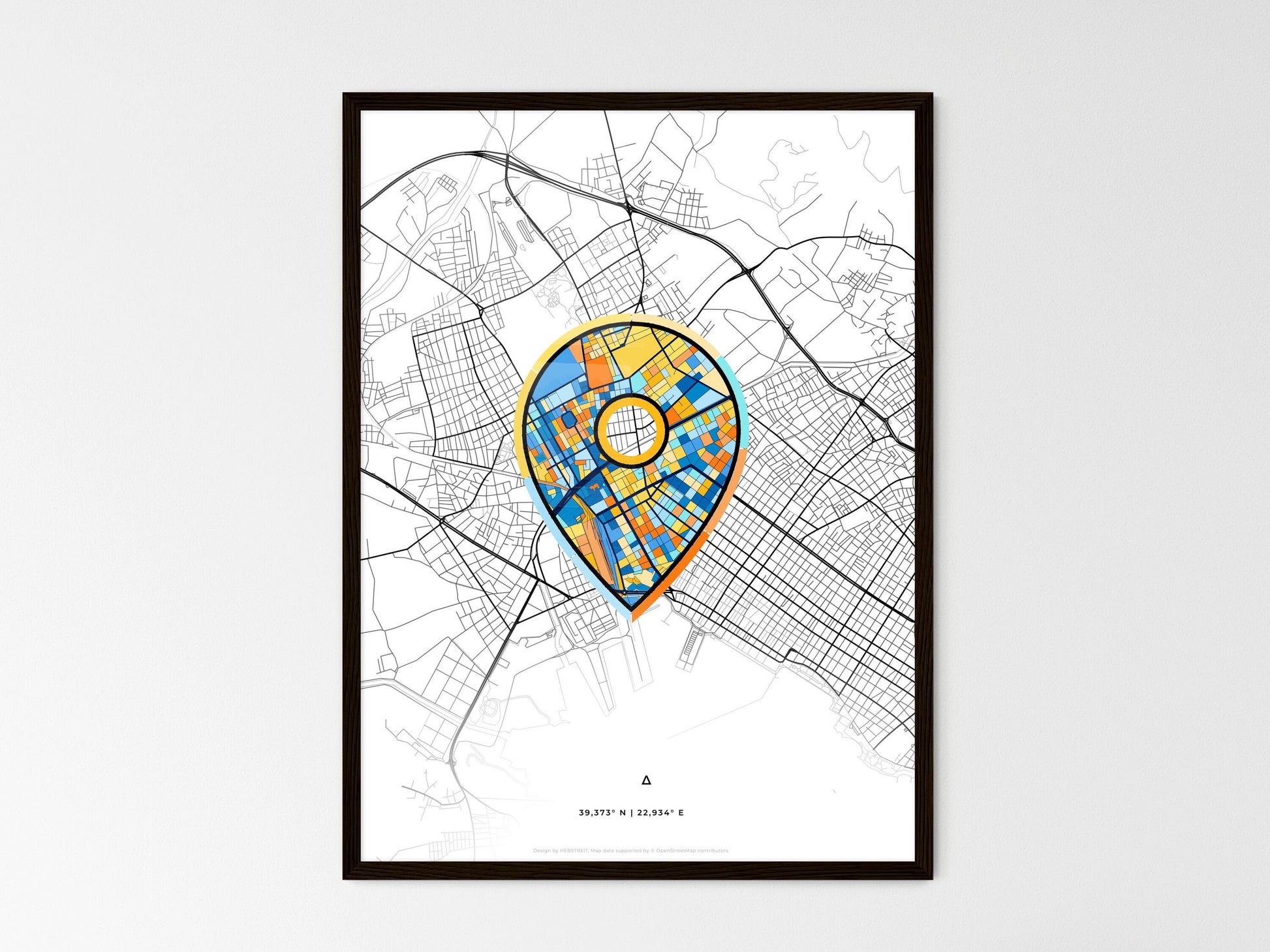 NEA IONIA GREECE minimal art map with a colorful icon. Where it all began, Couple map gift. Style 1