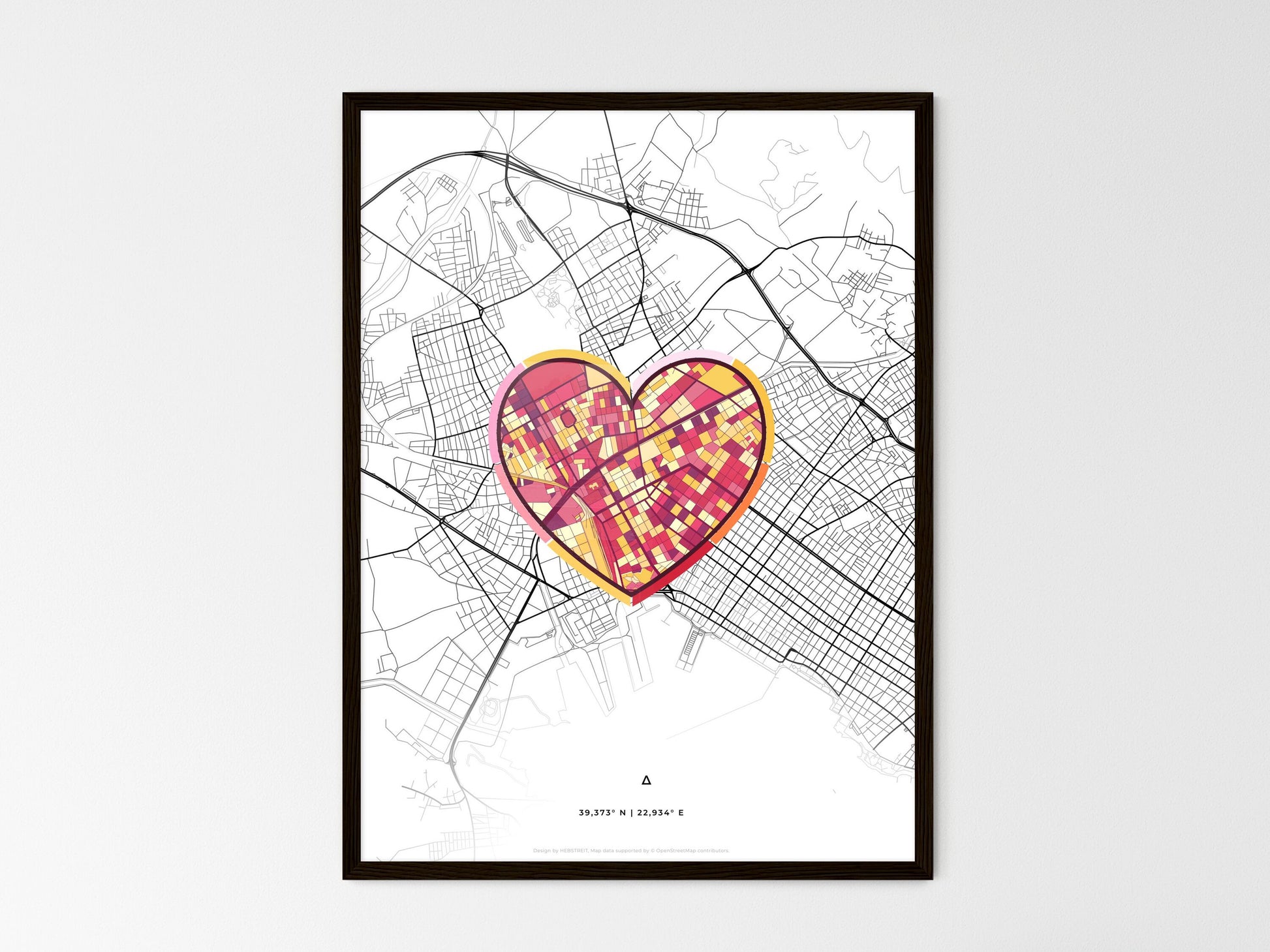 NEA IONIA GREECE minimal art map with a colorful icon. Where it all began, Couple map gift. Style 2