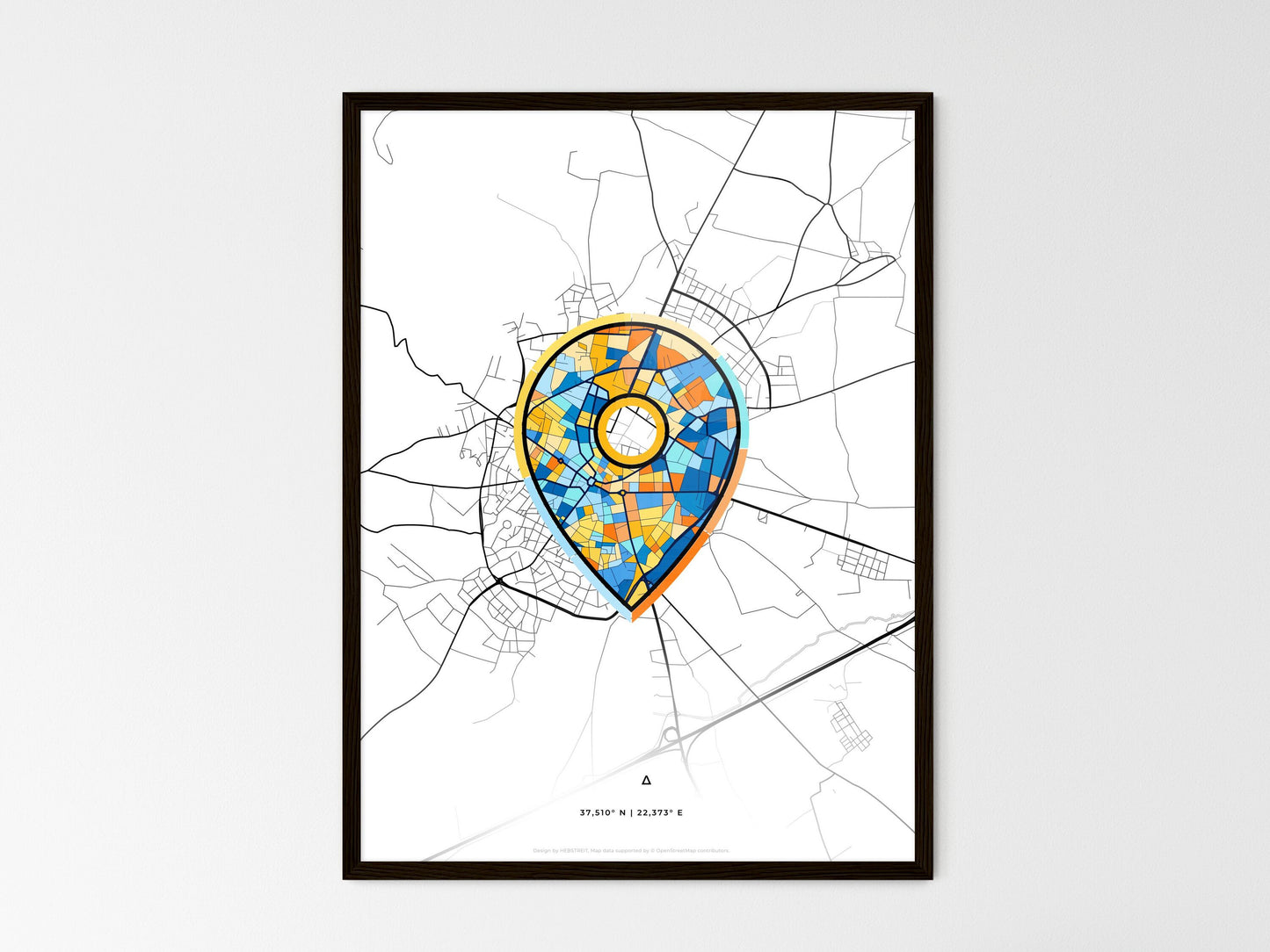 Tripoli Greece wedding art map with pointer icon
