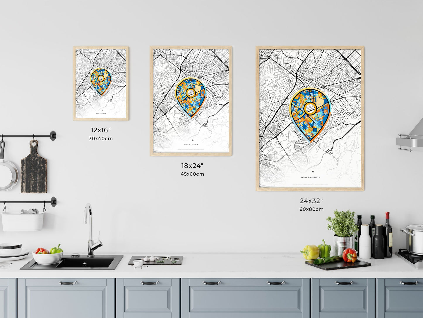 Cholargos Greece art map size chart