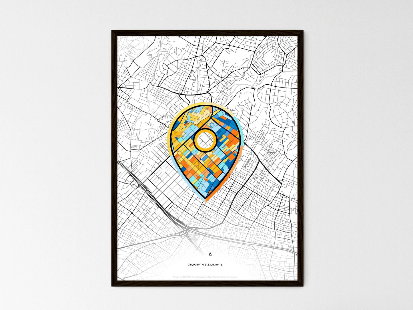 Vrilissia Greece wedding art map with pointer icon