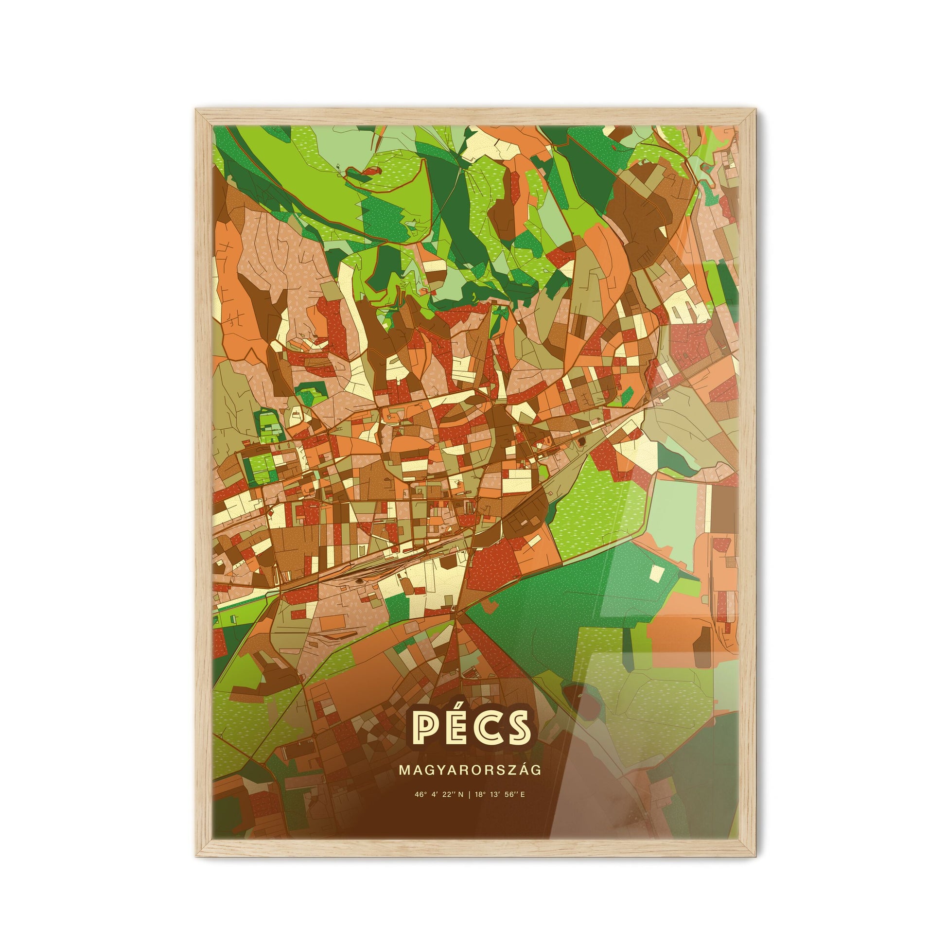 Colorful PÉCS HUNGARY Fine Art Map Farmhouse