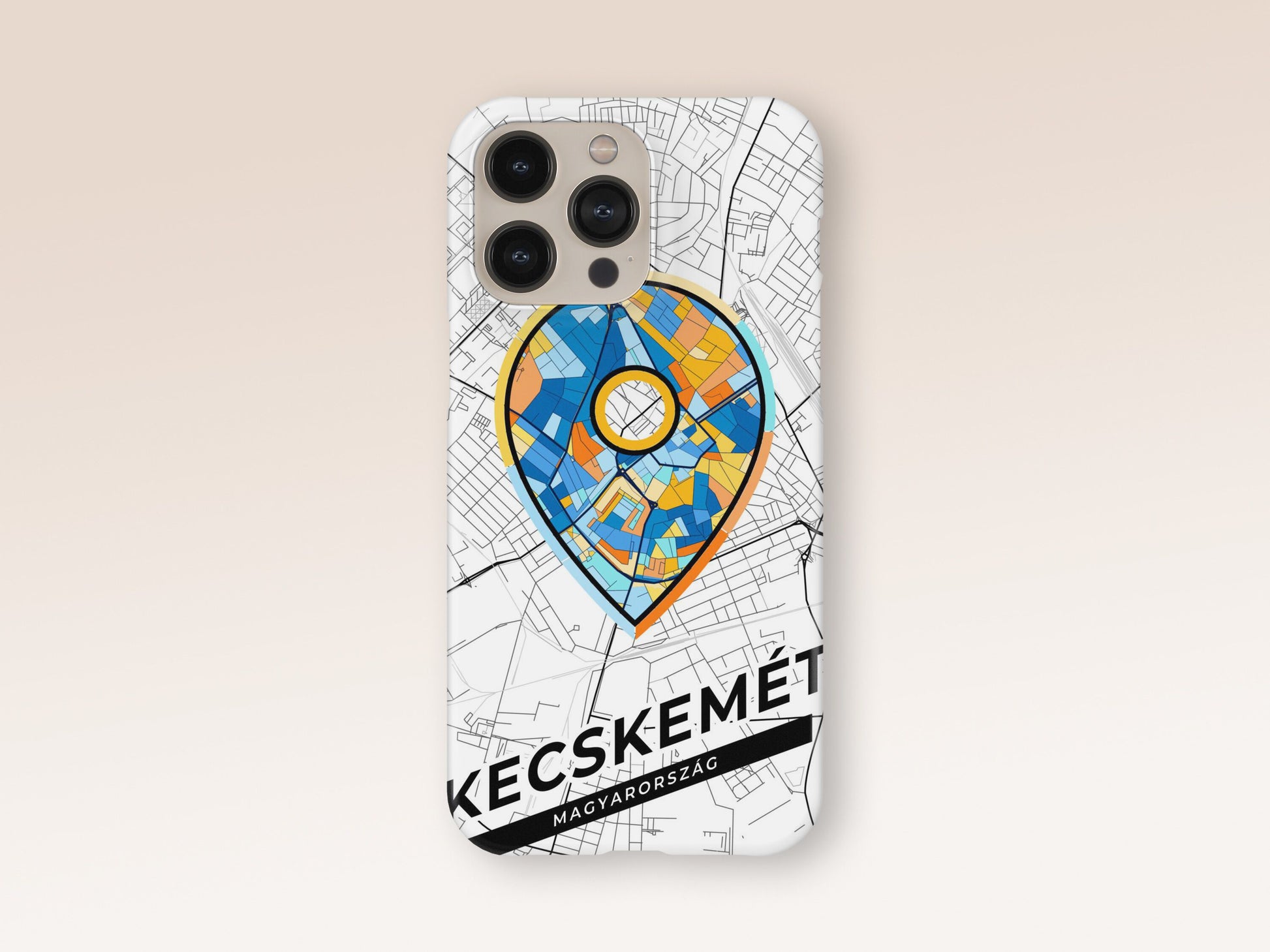 Kecskemét Hungary slim phone case with colorful icon. Birthday, wedding or housewarming gift. Couple match cases. 1