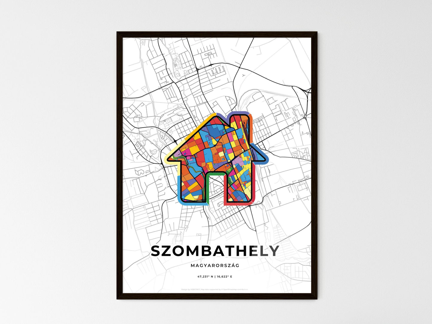 Szombathely Hungary wedding art map with home icon