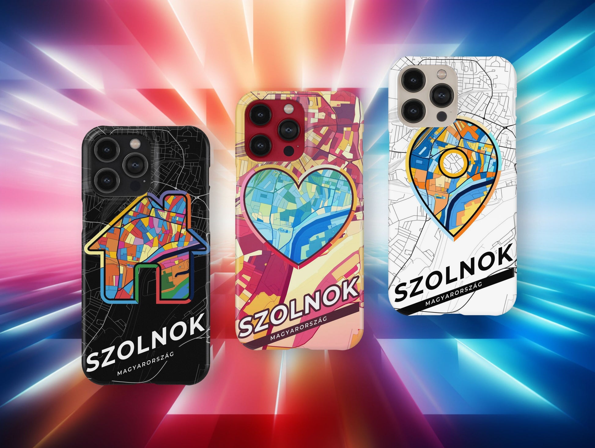 Szolnok Hungary slim phone case with colorful icon