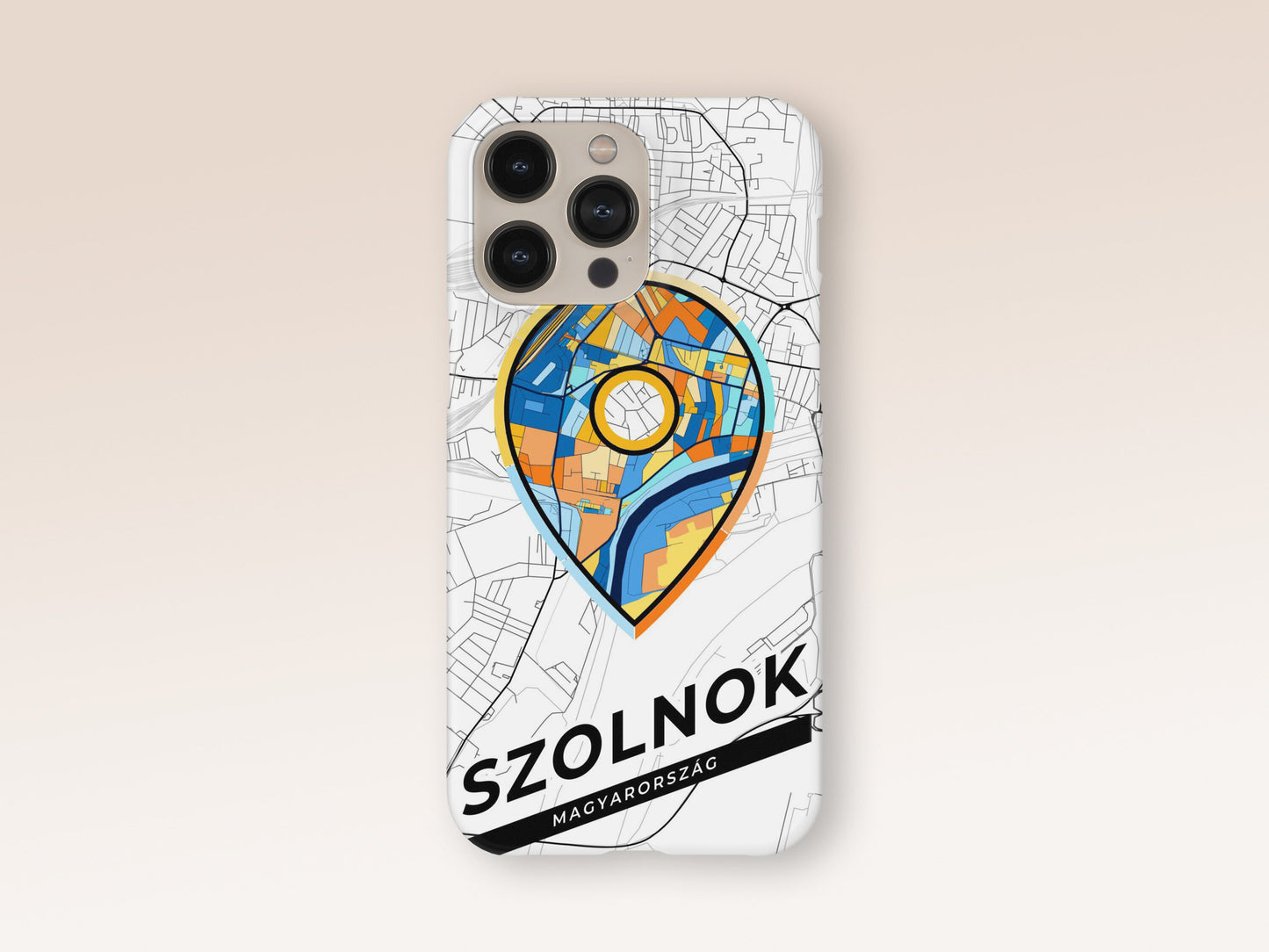 Szolnok Hungary slim phone case with colorful icon 1