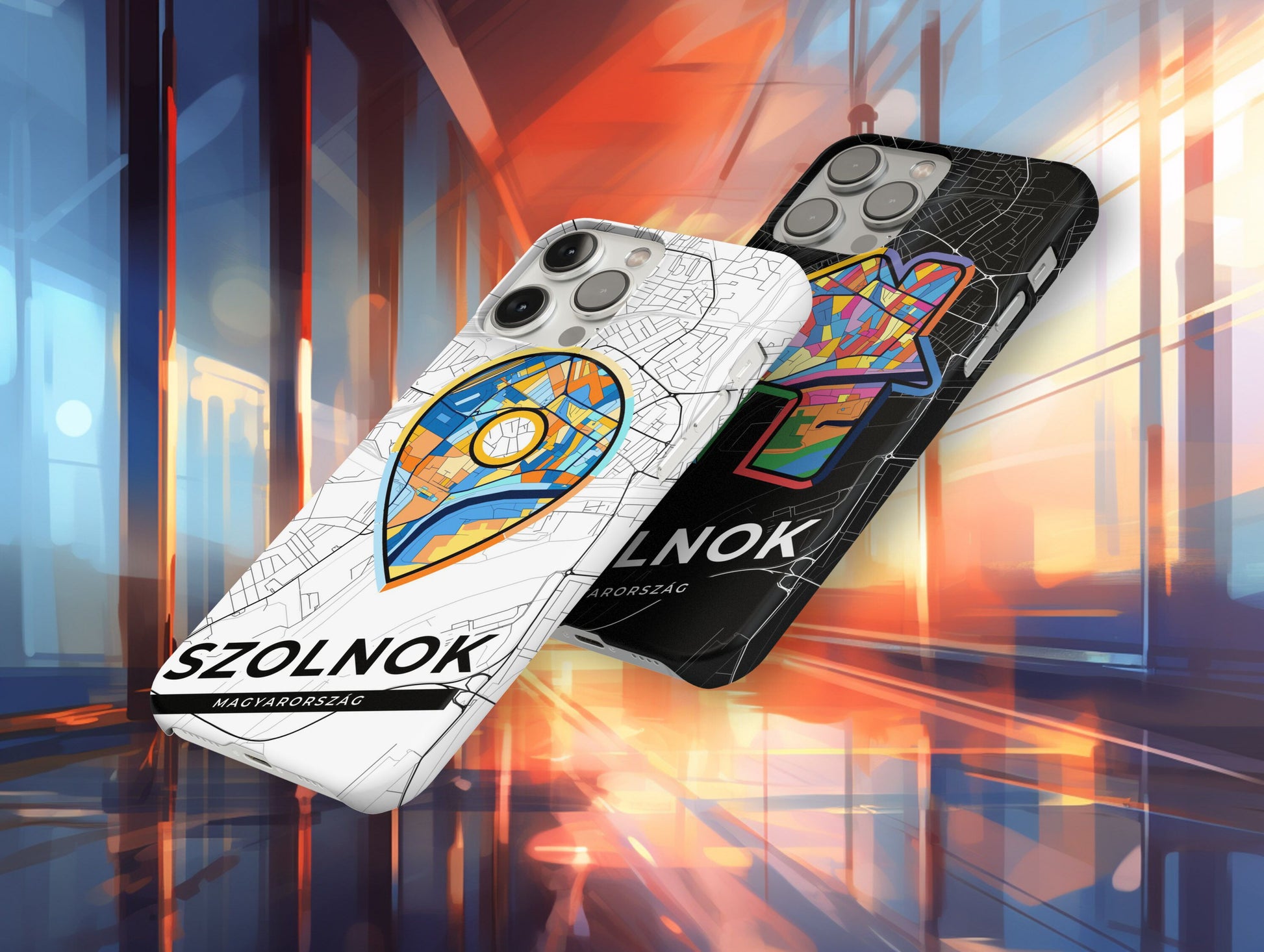 Szolnok Hungary slim phone case with colorful icon