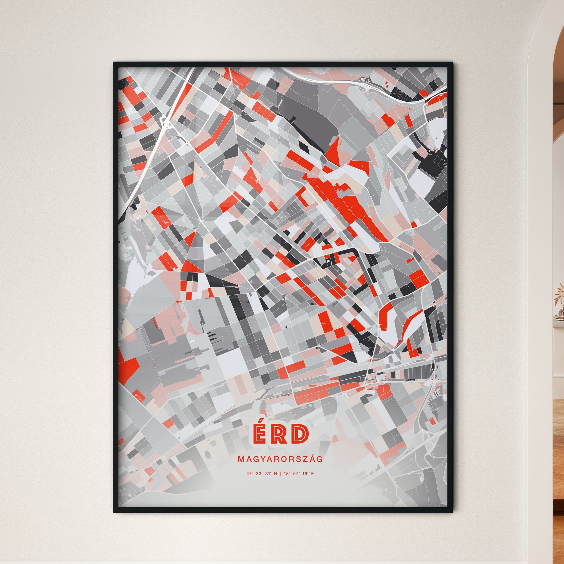 Colorful ÉRD HUNGARY Fine Art Map Modern