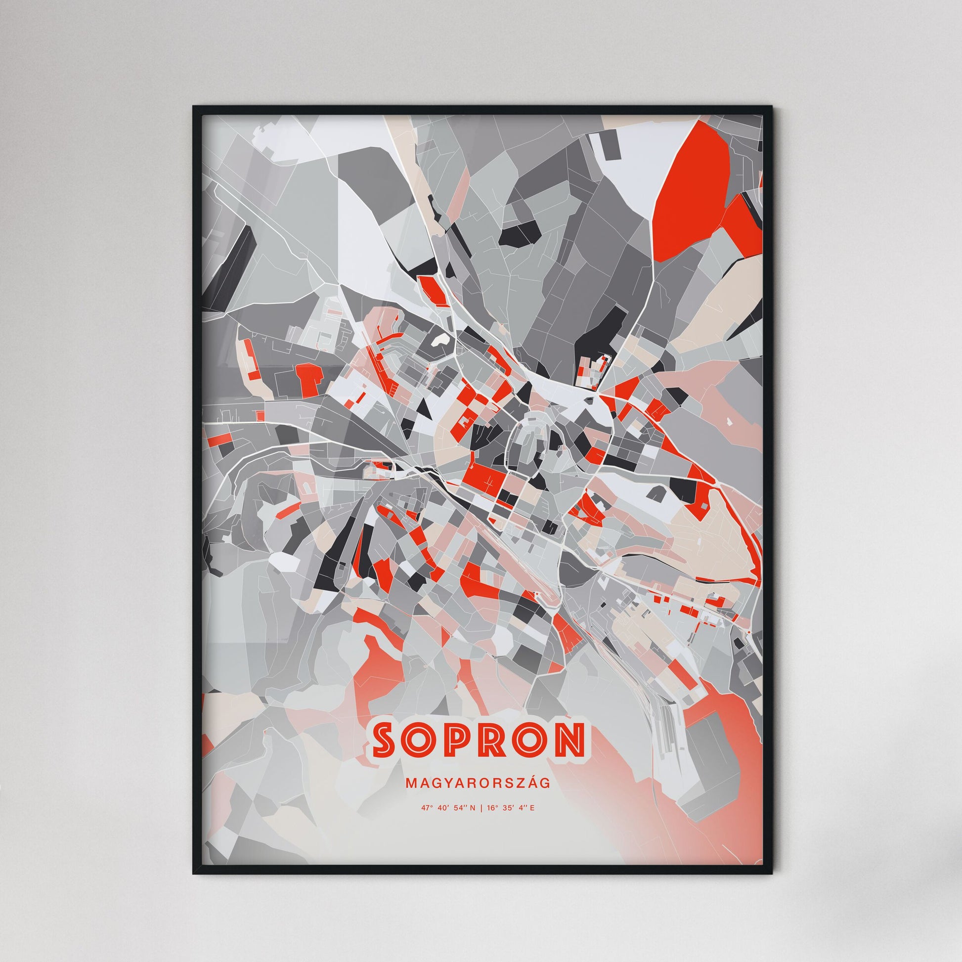 Colorful SOPRON HUNGARY Fine Art Map Modern