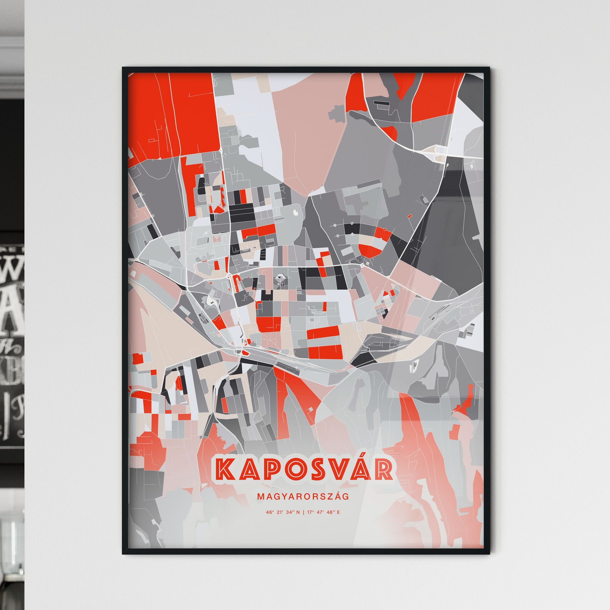 Colorful KAPOSVÁR HUNGARY Fine Art Map Modern